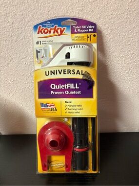 Korky QuietFILL Universal Toilet Fill Valve & Flapper Kit No. 818 NIP